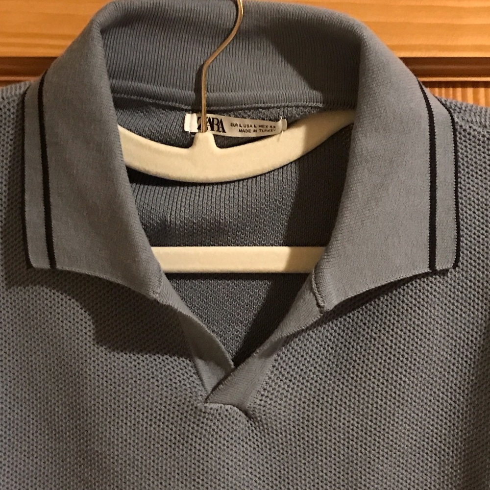 Zara Light Blue Gray Polo Shirt
